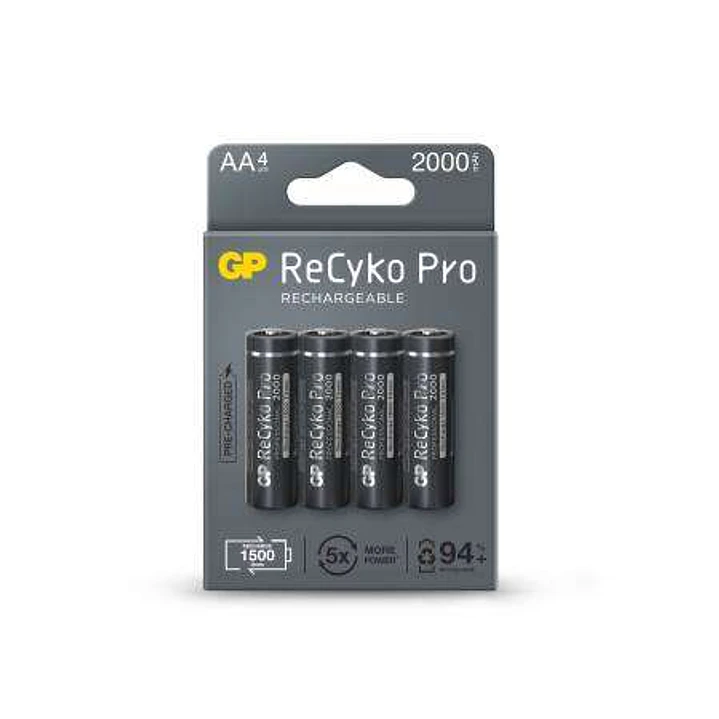 GP ReCyko Pro Pack de 4 Pilas Recargables 2100mAh AA 1.2V - Precargadas - Ciclo de Vida: Hasta 1.500 Veces 1