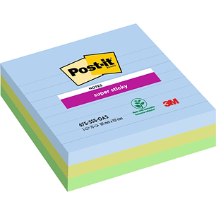 Post-It Super Sticky Pack de 3 Blocs de 70 Notas Adhesivas Reposicionables - Forma Cuadrada - 101x101mm - Colores Surtidos