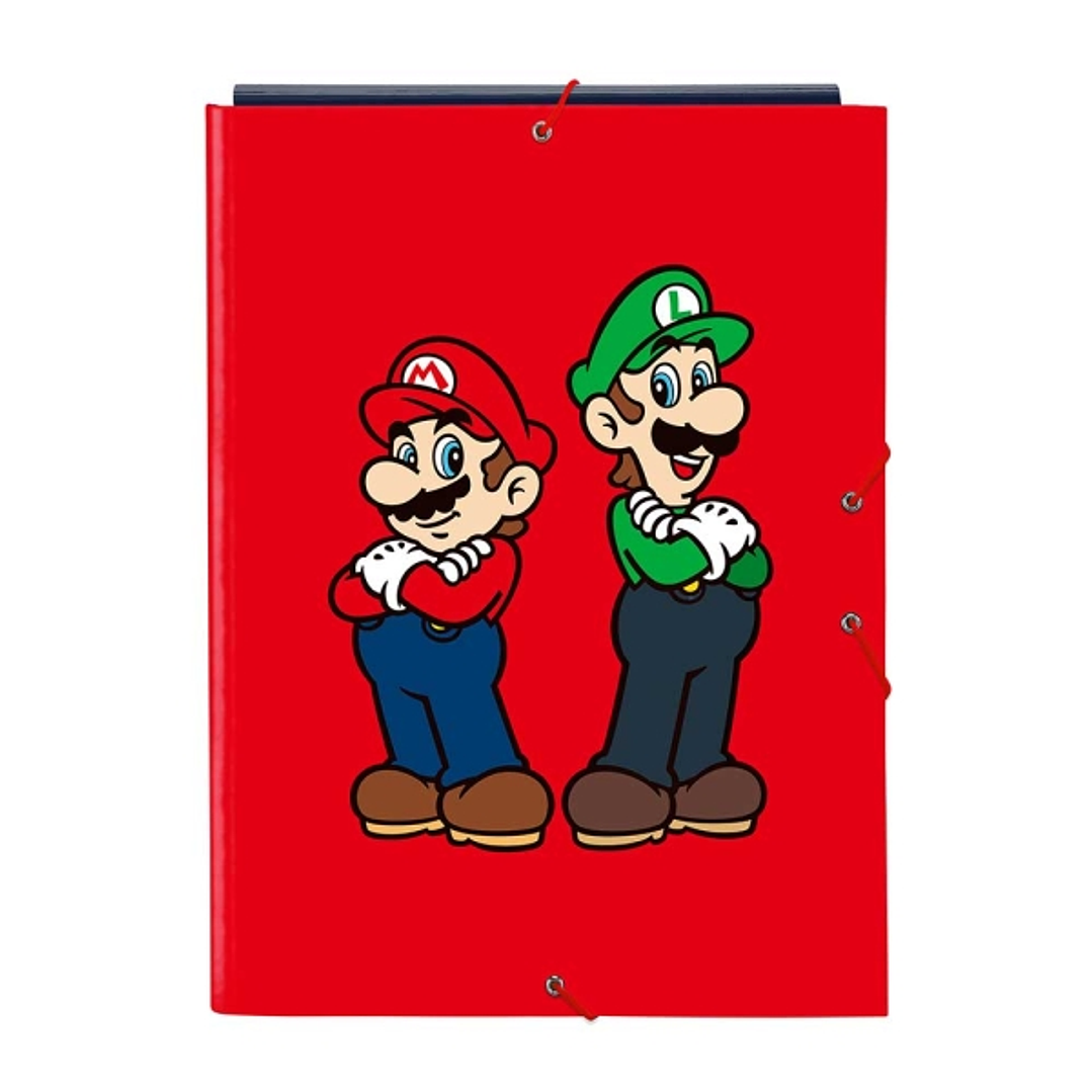 Safta Super Mario Mamma Mia Carpeta con 3 Solapas - Tapas Duras Forradas - Formato Folio - Cierre con Gomas - 260x25x335mm - Color Rojo 1