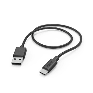 Hama Cable USB - Longitud 1m - USB-A Macho - USB-C Macho - Velocidad hasta 480Mbps - Niquelado - Color Negro