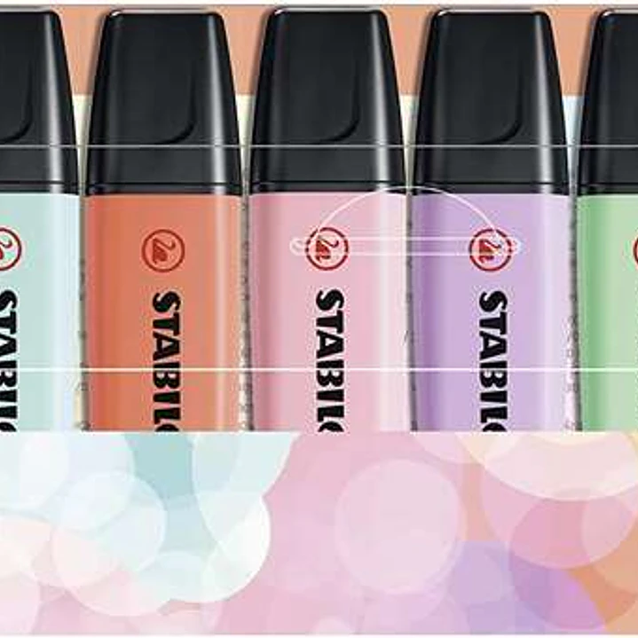 Stabilo Boss 70 Pastel Pack de 8 Marcadores Fluorescentes - Trazo entre 2 y 5mm - Recargable - Tinta con Base de Agua - Colores Surtidos 1