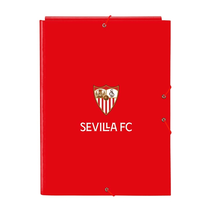 Safta Sevilla FC Carpeta con 3 Solapas - Tapas Duras Forradas - Formato Folio - Cierre con Gomas - 260x25x335mm - Color Rojo 1