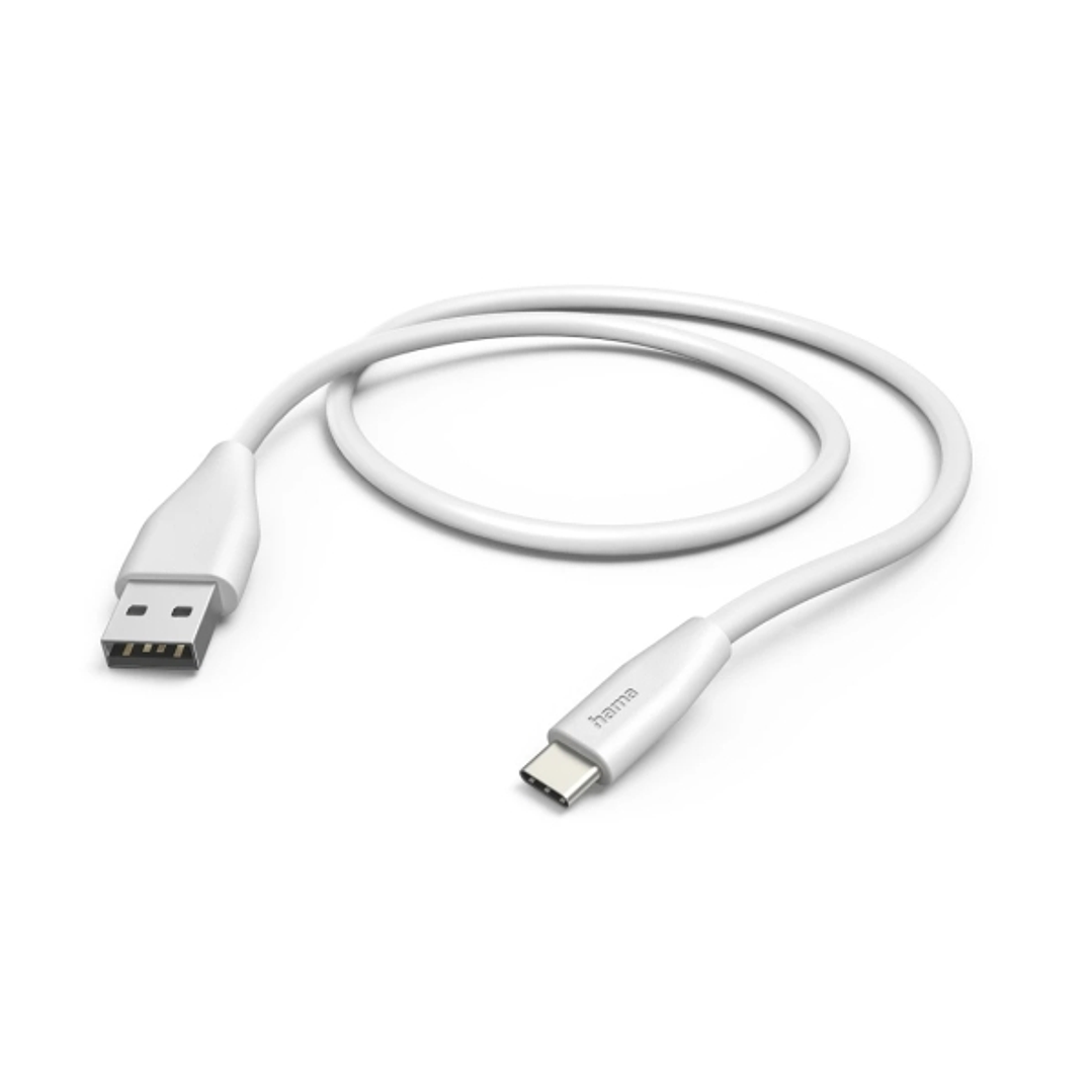 Hama Cable USB - USB-A Macho - USB-C Macho - Longitud 1.5m - Velocidad hasta 480Mbps - Niquelado - Color Blanco 1