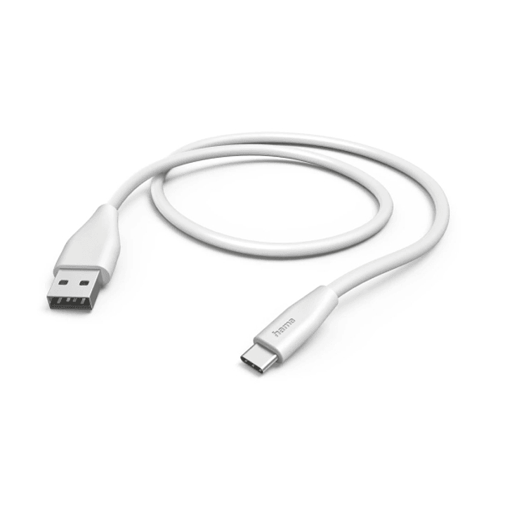 Hama Cable USB - USB-A Macho - USB-C Macho - Longitud 1.5m - Velocidad hasta 480Mbps - Niquelado - Color Blanco 1