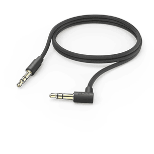 Hama Cable de Audio Acodado 90º - Jack 3.5mm Macho - Longitud 0.5m - Estereo - Contactos Chapados en Oro - Color Negro