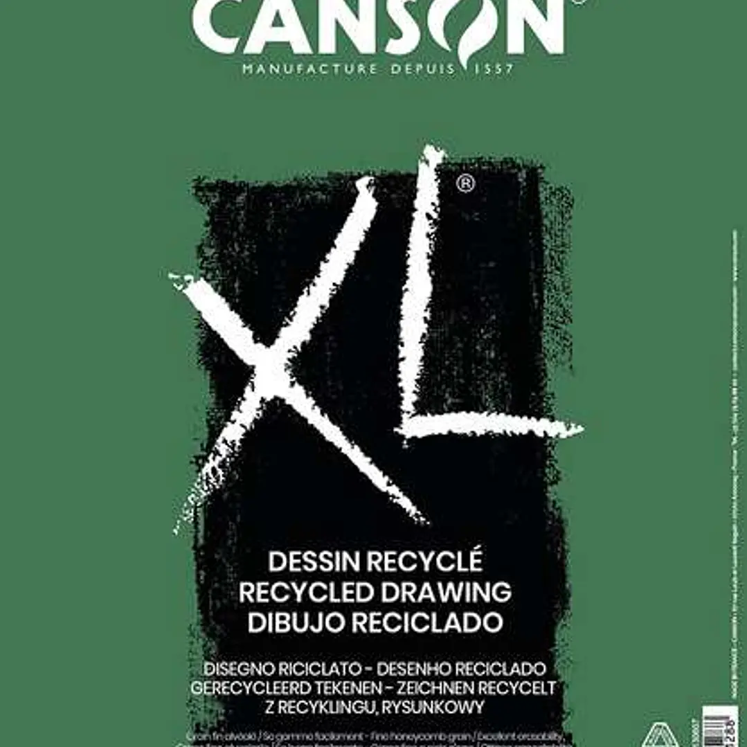 Canson XL Recycled Bloc de Dibujo con 50 Hojas A4 - Espiral Microperforado - Grano Fino - 160g - Color Blanco 1