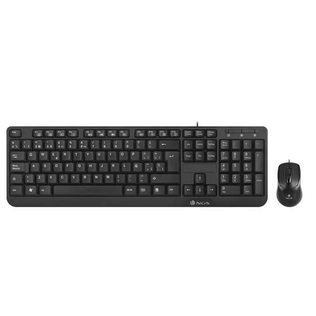 NGS Kit Teclado Multimedia y Raton con Cable - QWERTY Italiano - 12 Teclas Multimedia - Color Negro 1