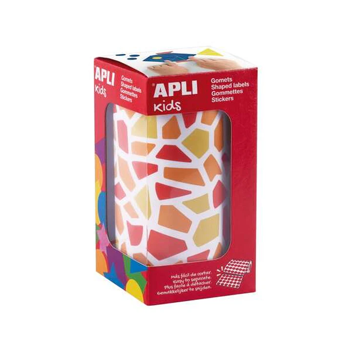 Apli Kids Rollo de 2460 Gomets Mosaico - Adhesivo Base Agua - Libre de Disolventes - Materiales 100% Reciclables - Colores Rojo, Naranja y Amarillo 1