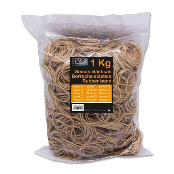 Ingraf Bolsa de 1kg de Gomas Elasticas 80mm - Alta Calidad - 70% Caucho - Gran Resistencia y Elasticidad - Color Marron 1