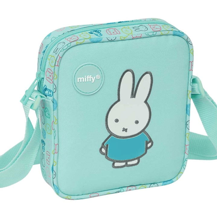 Safta Miffy Friends Bolsito con Bandolera - Material Reciclado - Resistente al Agua - 1L - 160x40x180mm - Color Azul Claro 1