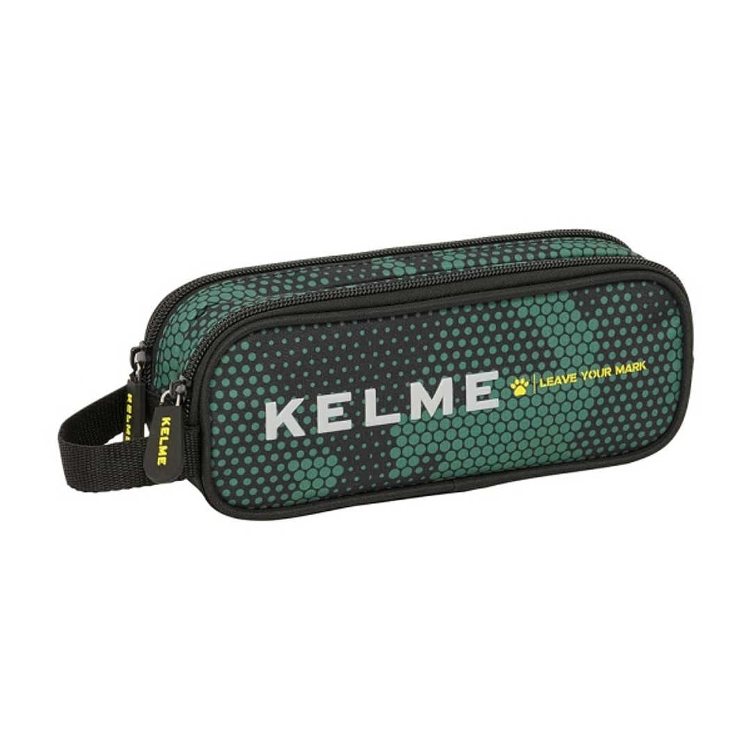 Safta Kelme Camo Portatodo - 2 Compartimentos con Cremalleras - Asa Lateral - 1L - 210x60x80mm - Color Verde Camuflaje 1