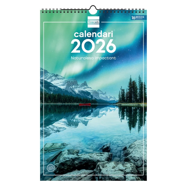Finocam Calendario de Pared en Catalan - Anual 2026 - Imagenes Variadas - con Espiral - Espacio para Escribir - Tematica de Naturaleza 1