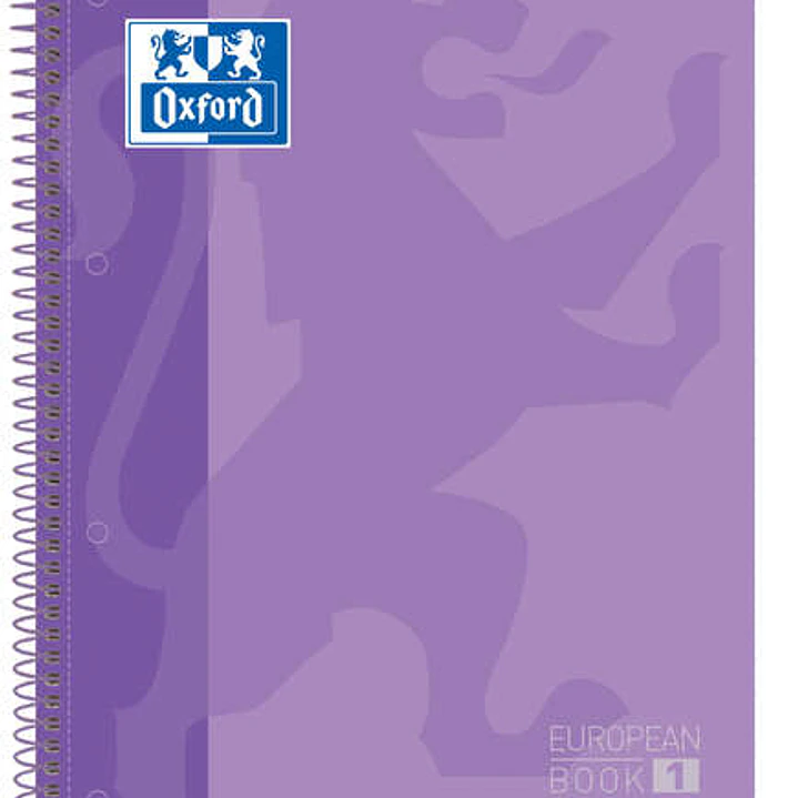 Oxford Europeanbook 1 Cuaderno Espiral Formato A4+ Cuadriculado 5x5mm - 80 Hojas - Banda de Color - Tapa Extradura Brillante - Color Malva 1