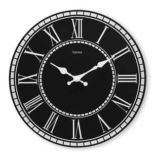 Hama Rab Reloj de Pared Analogico - Cuarzo - Silencioso - MDF - Funciona con 1 Pila AA - 30x2cm - Color Negro