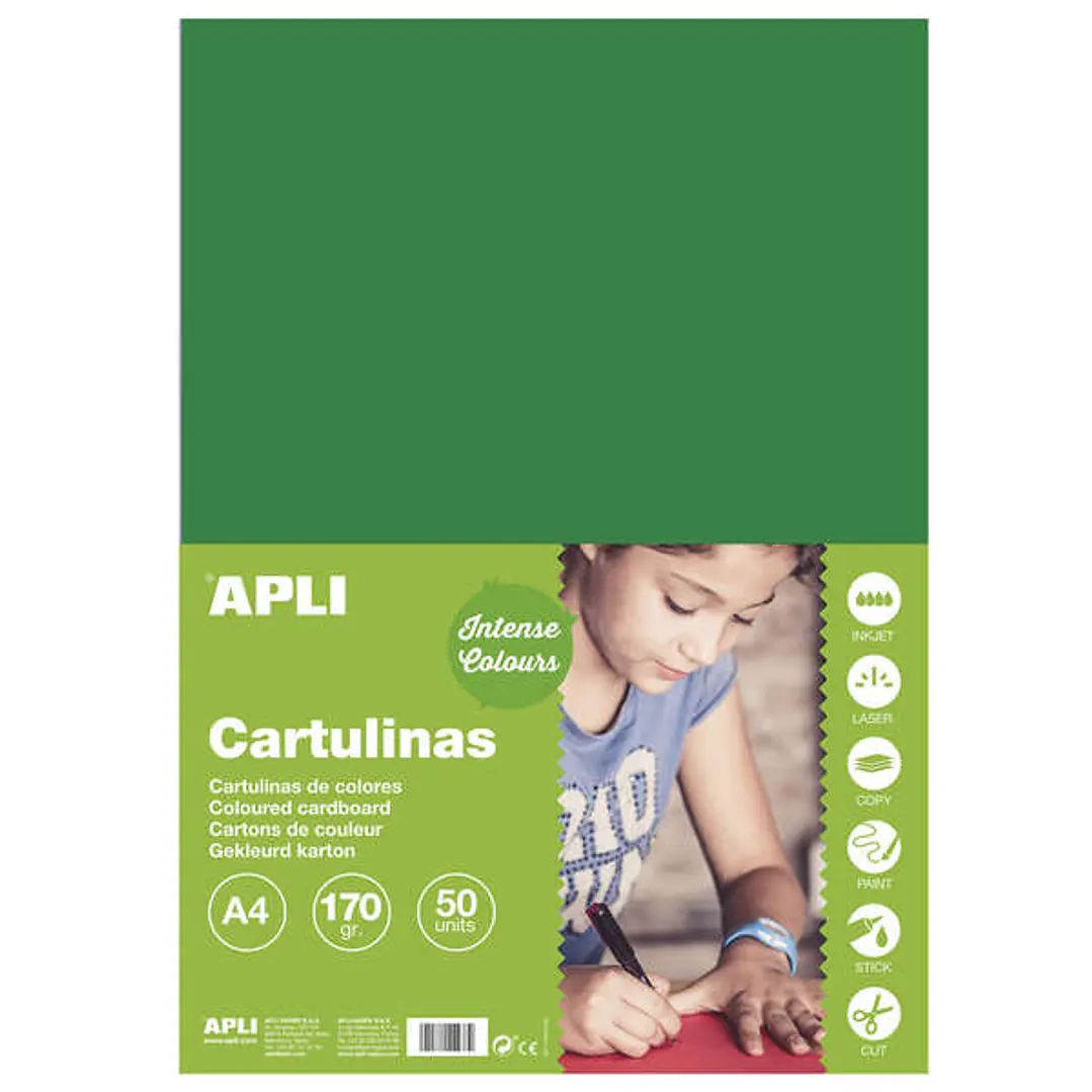 Apli Cartulina Verde Oscuro A4 170g 50 Hojas 1