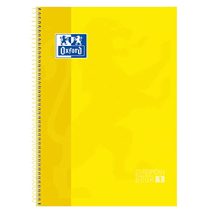 Oxford Europeanbook 1 Cuaderno Espiral Formato A4+ Cuadriculado 5x5mm - 80 Hojas - Banda de Color - Tapa Extradura Brillante - Color Amarillo