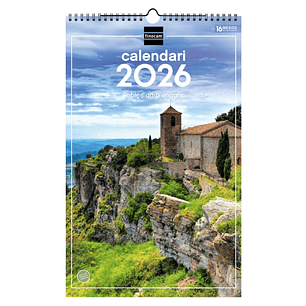 Finocam Calendario de Pared en Catalan - Anual 2026 - Imagenes Variadas - con Espiral - Espacio para Escribir - Tematica de Ciudades y Pueblos