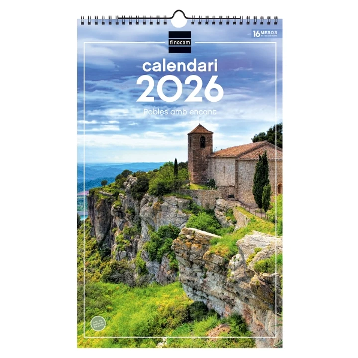 Finocam Calendario de Pared en Catalan - Anual 2026 - Imagenes Variadas - con Espiral - Espacio para Escribir - Tematica de Ciudades y Pueblos 1