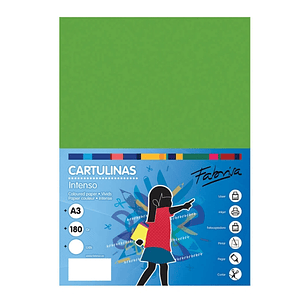 Fabrisa Pack de 25 Cartulinas 180 g/m² - Tamaño A3 - Color Verde Fuerte