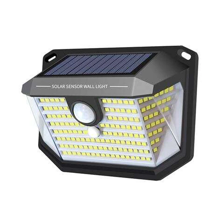 Elbat Aplique Solar LED 150lm con 3 Caras de Iluminacion - Sensor de Movimiento - Panel Solar Integrado 5.5V, 0.33W - Bateria 3.7V, 1200mAh 1