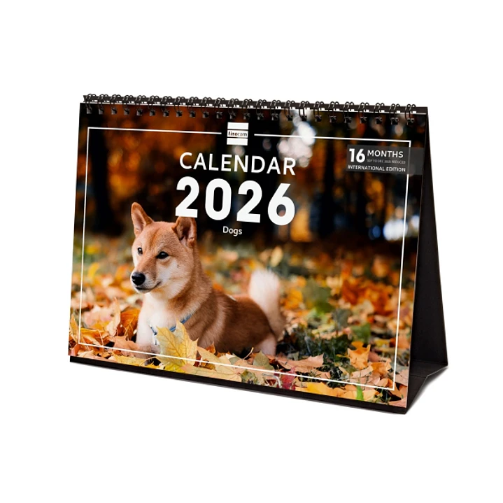Finocam Calendario de Sobremesa Internacional - Anual 2026 - Imagenes Variadas - 210x70x155mm - Tematica de Perros 1