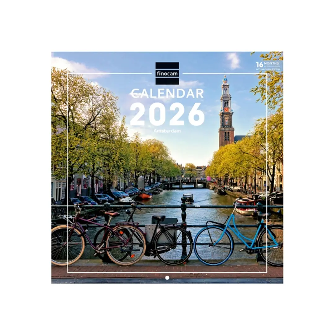 Finocam Calendario de Pared Internacional - Anual 2026 - Imagenes Variadas - 311x5x305mm - Tematica de Amsterdam 1