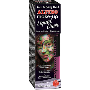 Alpino Make-up Liquid Liner Pack con 4 Botes de Maquillaje Liquido con Aplicador - Se Lava con Agua - Testado Dermatologicamente - Color Rosa