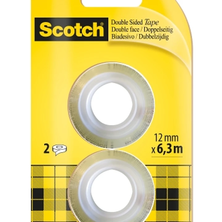 Scotch Pack de 2 Cintas Adhesivas de Doble Cara - Recambio - 12mm x 6.3m - Color Transparente 1