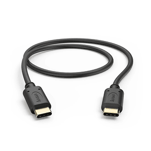 Hama Cable USB-C Macho - Potencia Maxima 60W - Longitud 0.5m - Velocidad hasta 480Mbps - Chapado en Oro - Color Negro