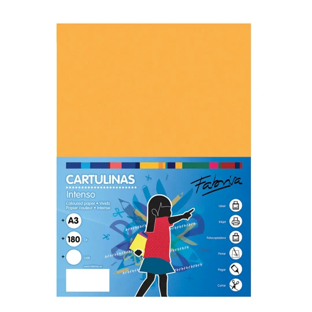 Fabrisa Pack de 25 Cartulinas 180 g/m² - Tamaño A3 - Color Amarillo Oro 1