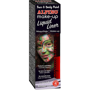Alpino Make-up Liquid Liner Pack con 4 Botes de Maquillaje Liquido con Aplicador - Se Lava con Agua - Testado Dermatologicamente - Color Rojo