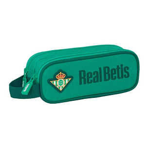 Safta Real Betis Balompie Portatodo - 2 Compartimentos con Cremalleras - 1L - Asa Lateral - Resistente al Agua - 210x60x80mm - Color Verde