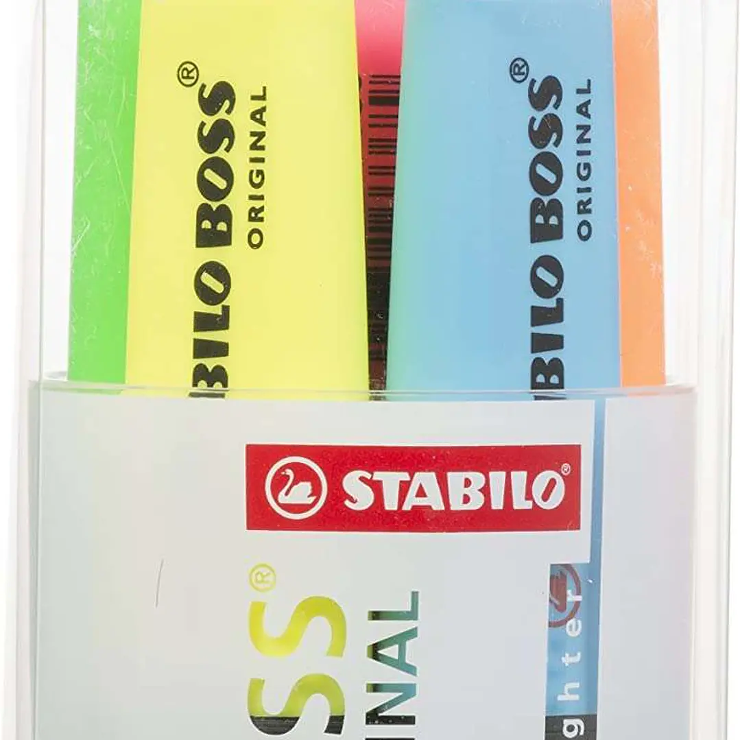 Stabilo Boss 70 Pack de 6 Marcadores Fluorescentes - Practico Cubilete de Escritorio - Trazo entre 2 y 5mm - Recargable - Tinta con Base de Agua - Col 1
