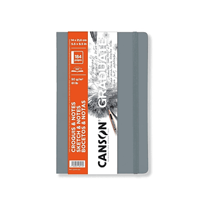 Canson Graduate Sketch Cuaderno con 92 Hojas - 14x21.6cm - 90g - Grano Fino - Tapa Blanda - Color Gris Claro