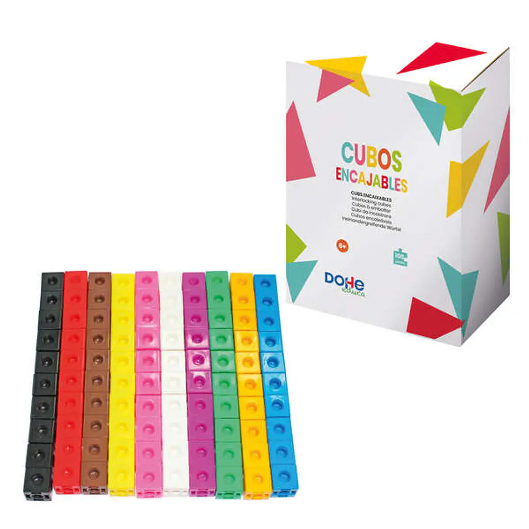 Dohe Cubos Encajables de Colores - 2cm de Arista - Material Manipulativo para Matematicas - Recomendado para Primaria 1