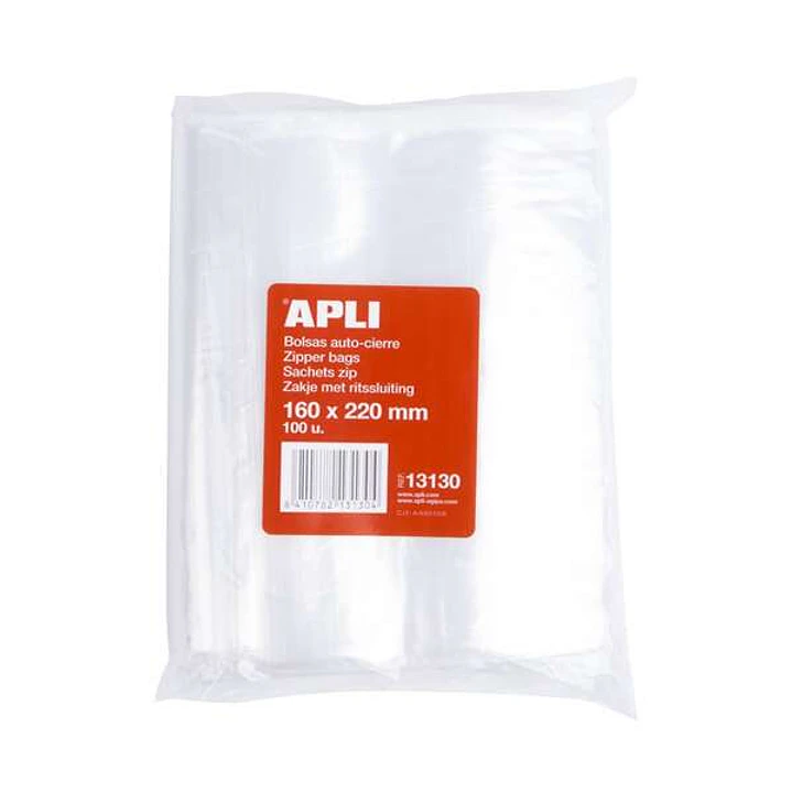 Apli Pack de 100 Bolsas de Auto Cierre 160 x 220 mm - Cierre Seguro - Aptas para Alimentos 1