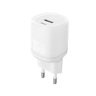 XO L151 Cargador de Corriente 30W - USB-A y USB-C - GaN - Color Blanco
