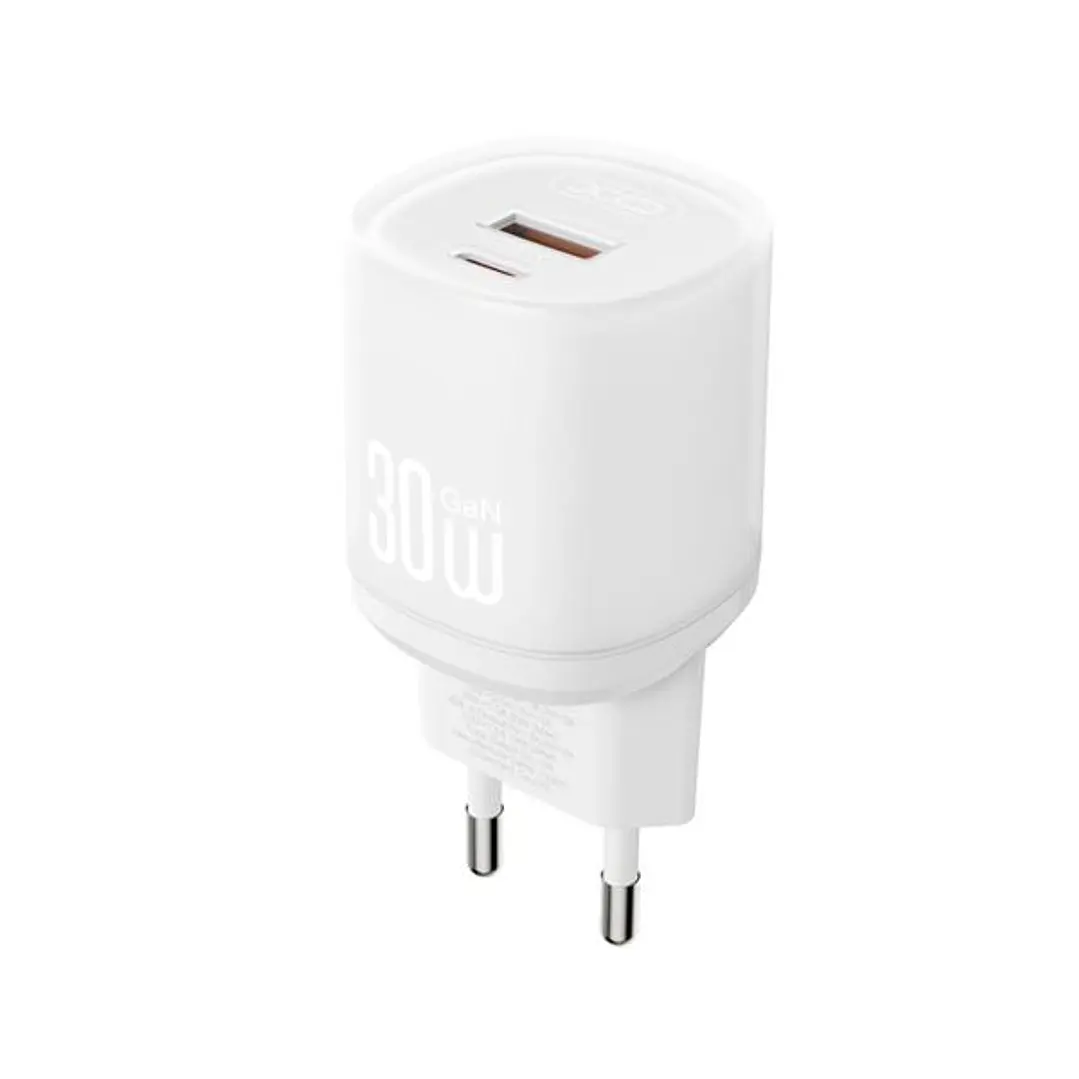 XO L151 Cargador de Corriente 30W - USB-A y USB-C - GaN - Color Blanco 1