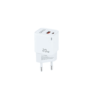 Tooq Cargador de Pared USB-C/PD + USB-A/QC 20W - Color Blanco