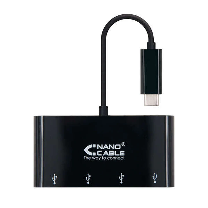 Nanocable Adaptador USB-C a 4xUSB 3.0. USB-C/M-USB 3.0/H - 10 cm - Color Negro 1