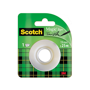 Scotch Magic Cinta Adhesiva Invisible - Recambio - 19mm x 25m - Color Transparente