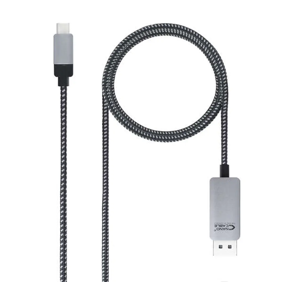Nanocable Cable Conversor USB-C Macho a DisplayPort Macho 1.80m - Color Negro/Plata 1