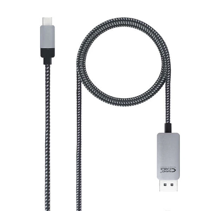 Nanocable Cable Conversor USB-C Macho a DisplayPort Macho 1.80m - Color Negro/Plata 1