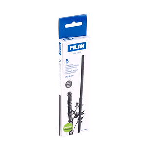 Milan Pack de 5 Barritas de Carboncillo - Natural - Redondo de 3-5mm - Color Negro