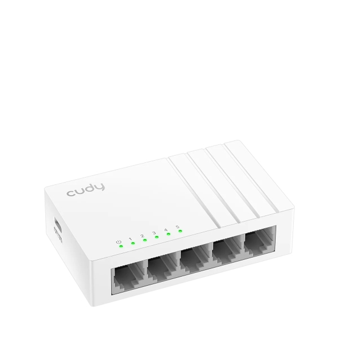 Cudy Switch 5 Puertos RJ45 - Alimentacion por USB-C - Capacidad Conmutacion 10Gbps - Indicadores LED - Funcion Vigilancia IGMP - 88x52.5x24mm - Color  1