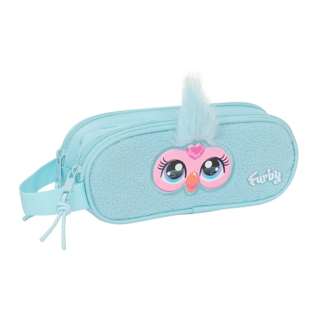 Safta Furby Portatodo - 2 Compartimentos con Cremalleras - Asa Lateral - 1L - 210x60x80mm - Color Azul Claro 1