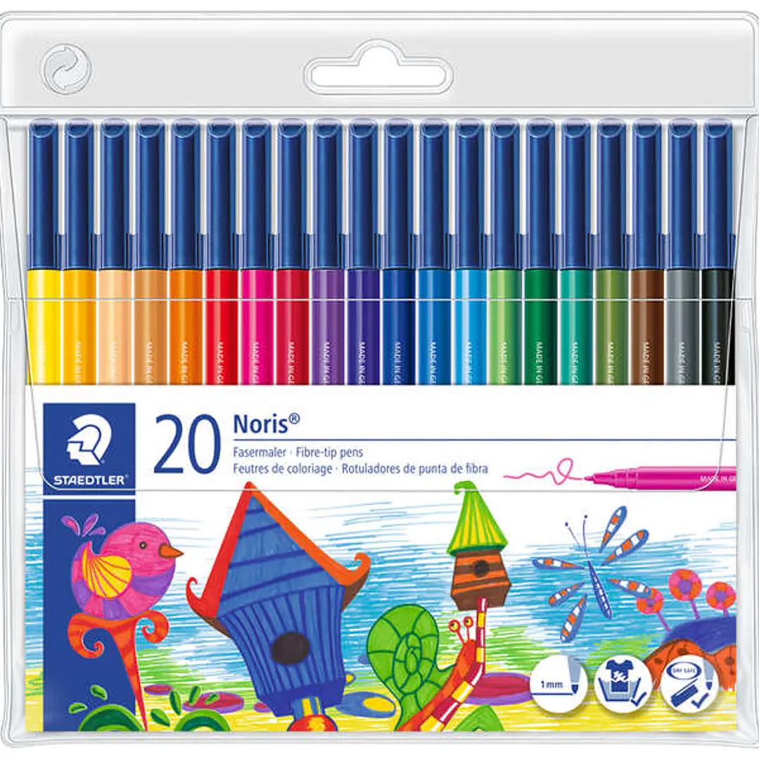 Staedtler Noris 326 Rotulador de Punta de Fina - Resistente a la Presion - Tinta Base de Agua - Colores Surtidos 1