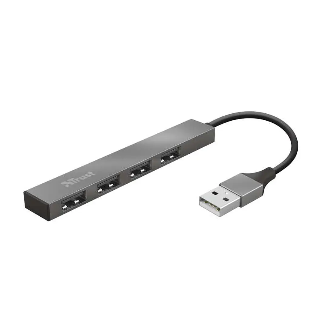 Trust Halyx Hub 4 Puertos USB 2.0 - Hasta 480Mbps - Color Gris 1