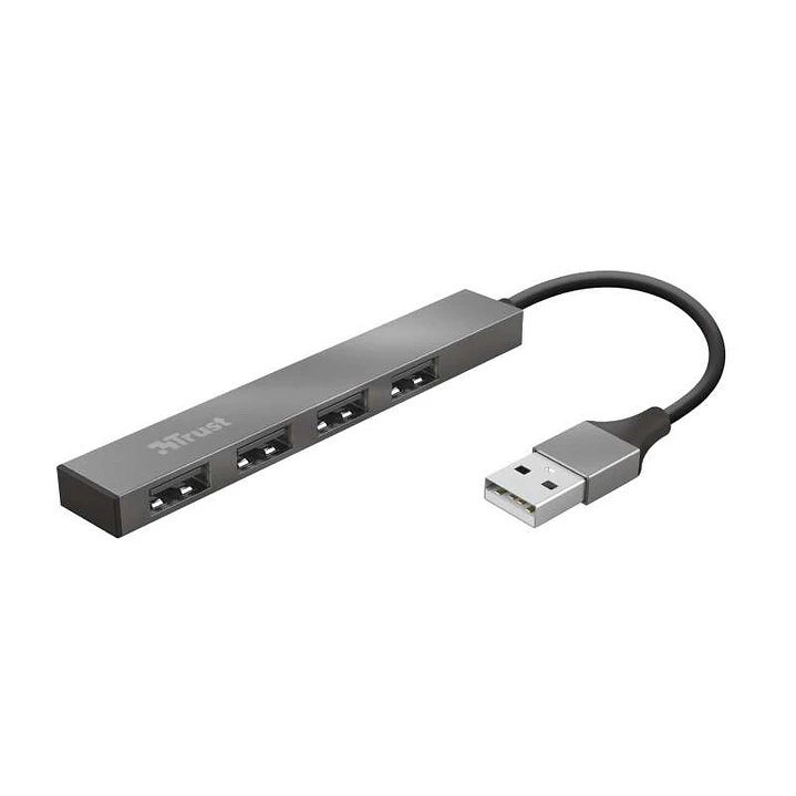 Trust Halyx Hub 4 Puertos USB 2.0 - Hasta 480Mbps - Color Gris 1