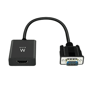 Ewent EW9866 Convertidor VGA a HDMI con Audio - Resolucion Maxima de 1920 x 1200 pixeles - No Drivers - Color Negro